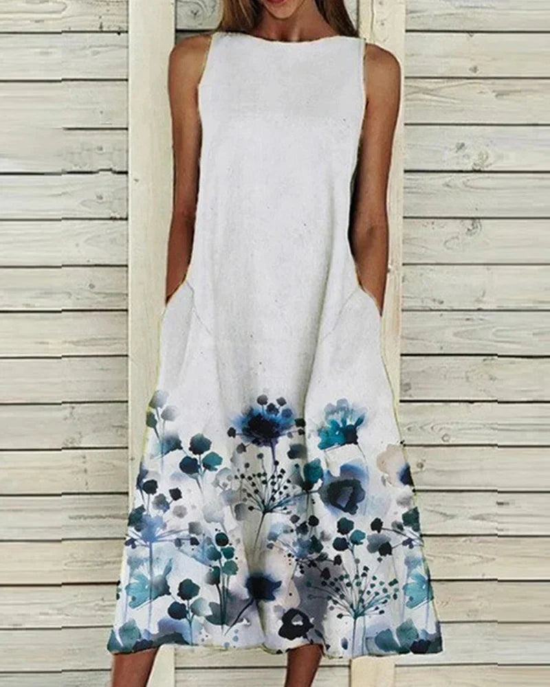 Aurelie - Midi zomerjurk met bloemenprint dames