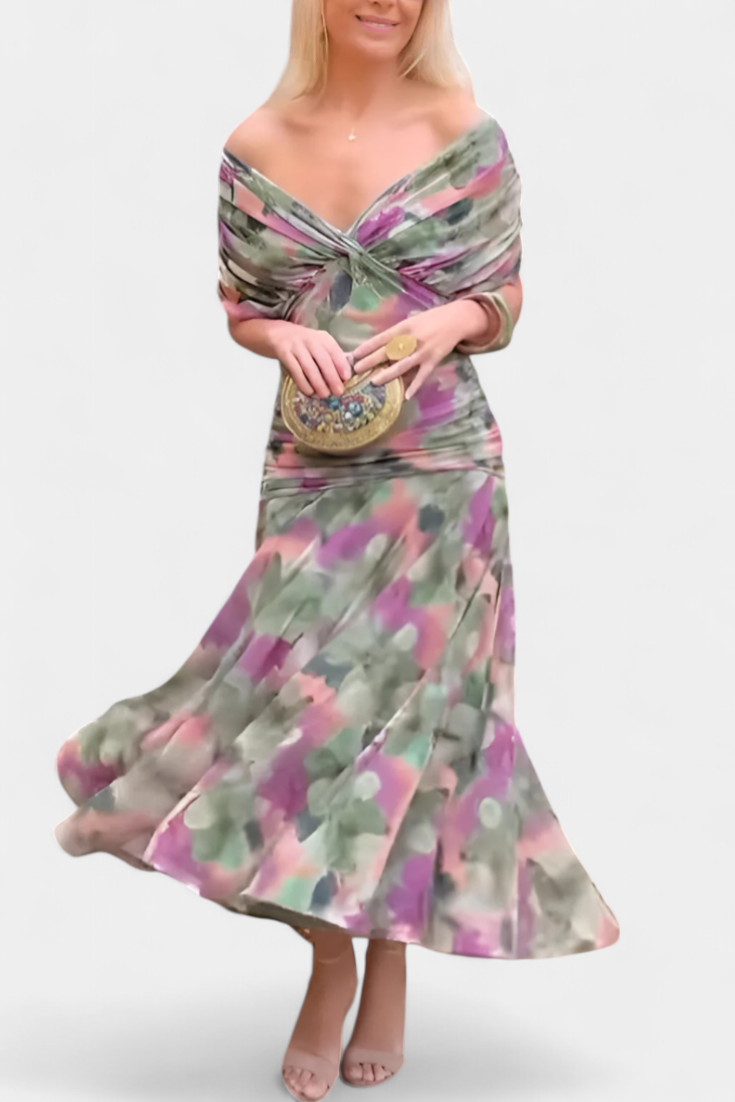 Clémence - Elegante midi jurk met off-shoulder dames