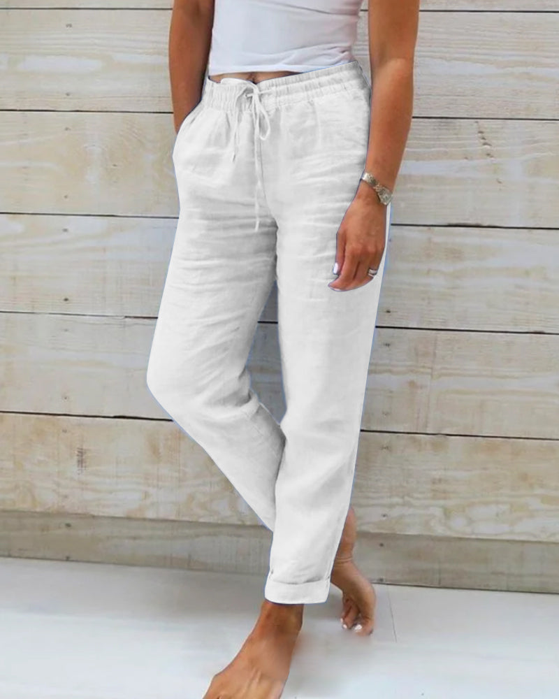 Giorgia - Casual cropped leisure broek met trekkoord dames