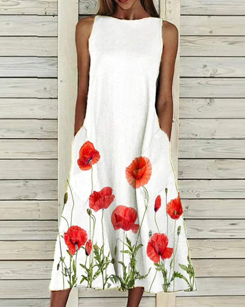 Aurelie - Midi zomerjurk met bloemenprint dames