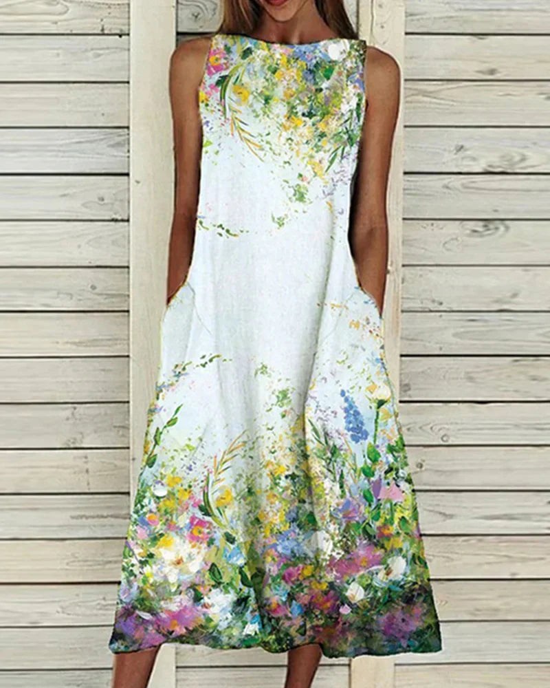Aurelie - Midi zomerjurk met bloemenprint dames