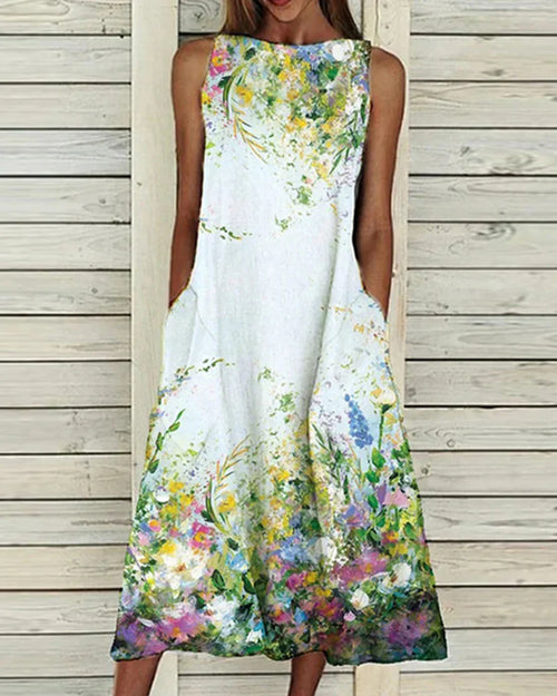 Aurelie - Midi zomerjurk met bloemenprint dames