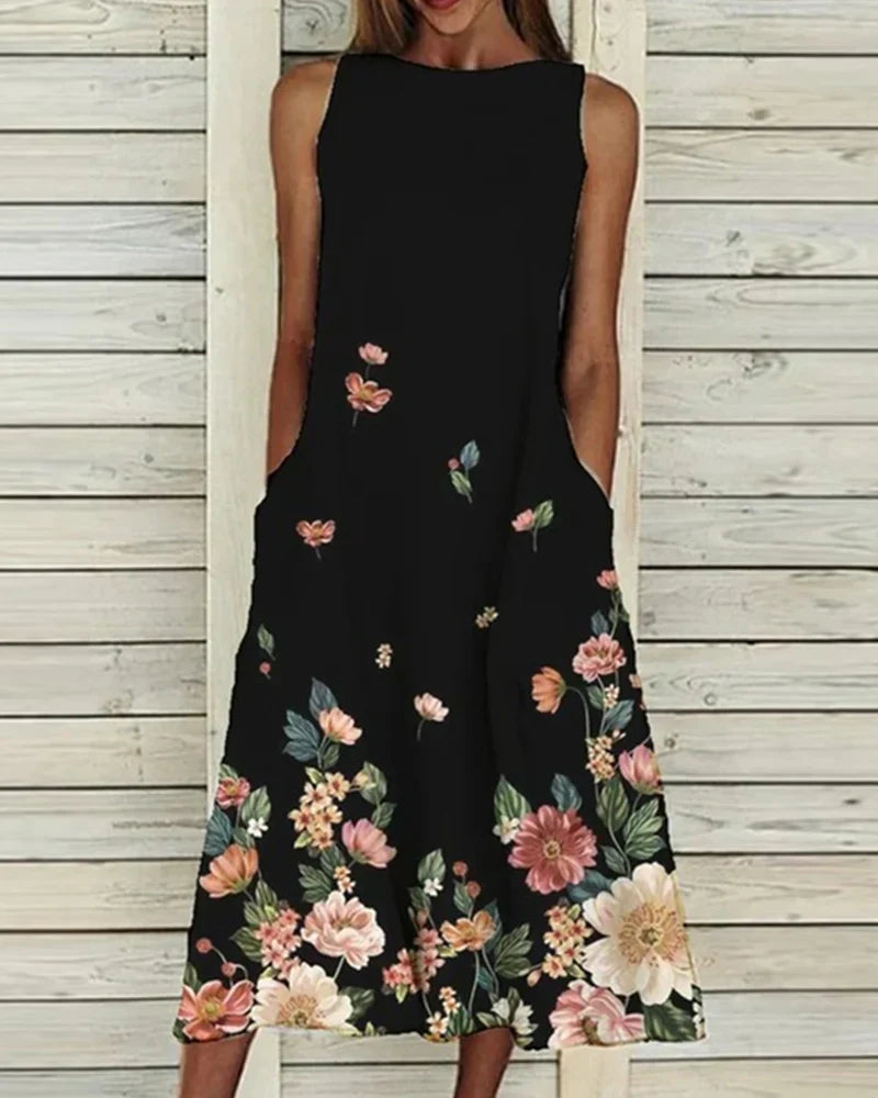 Aurelie - Midi zomerjurk met bloemenprint dames