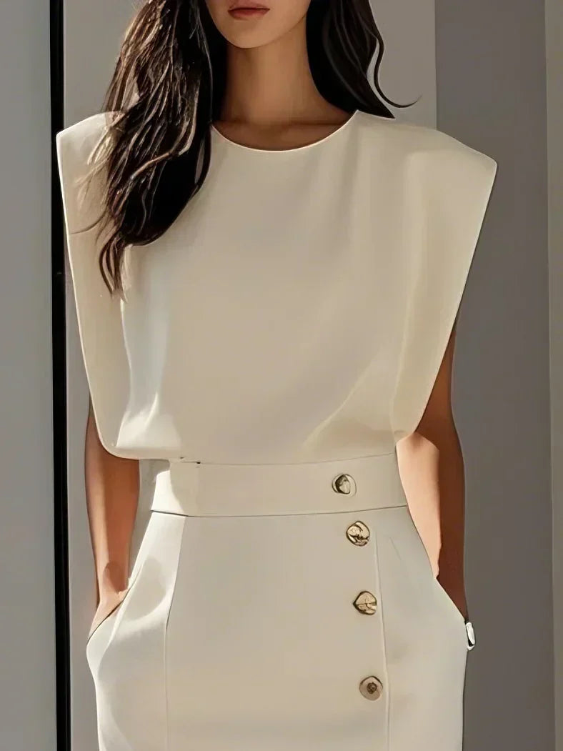 Florine - Elegante midi jurk met knopen dames