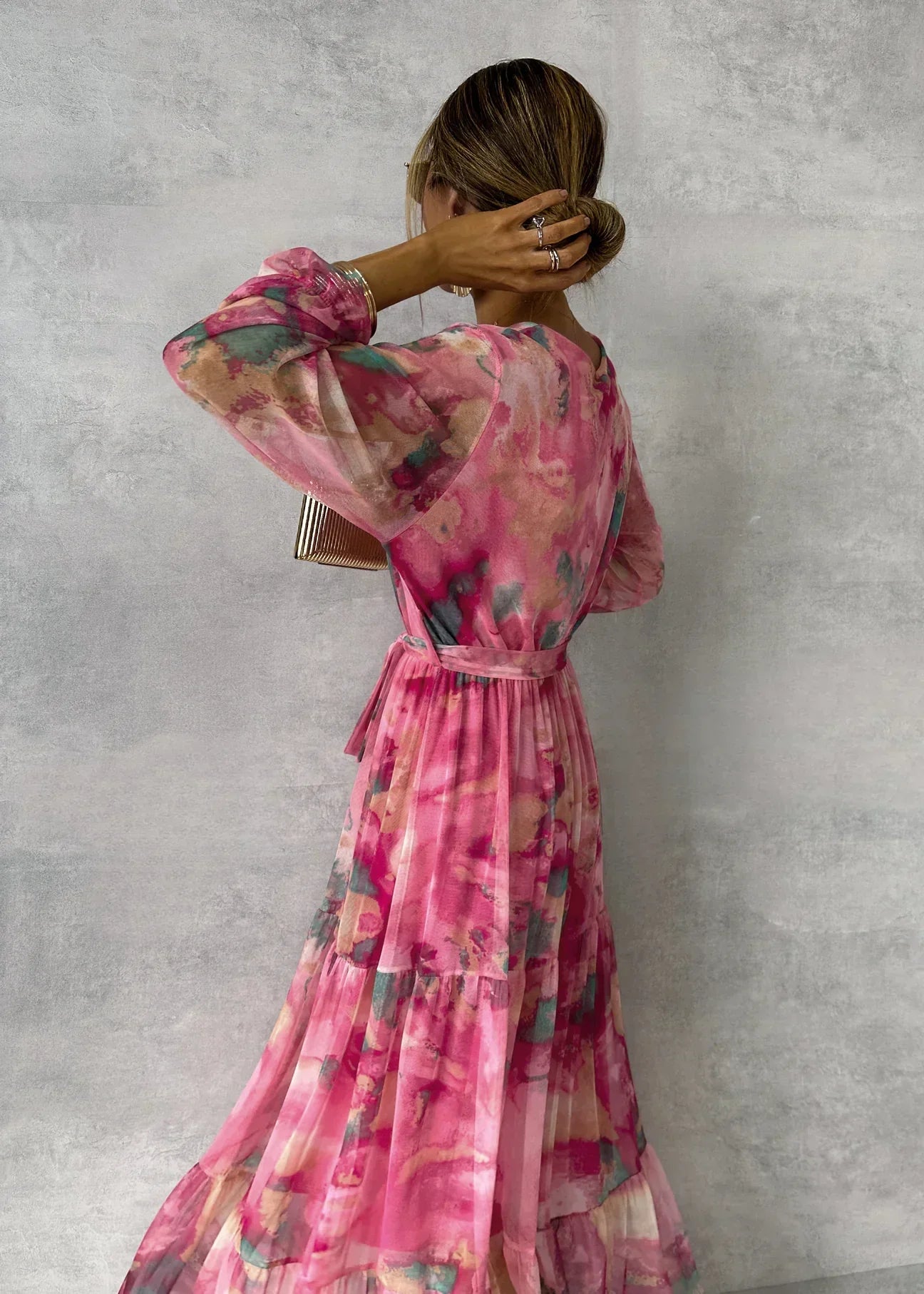 Rosalia - Maxi wikkeljurk met bloemenprint en lange mouwen dames