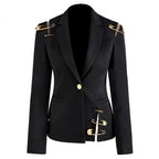 Klassieke blazer dames van katoen en polyester met lange mouwen 1