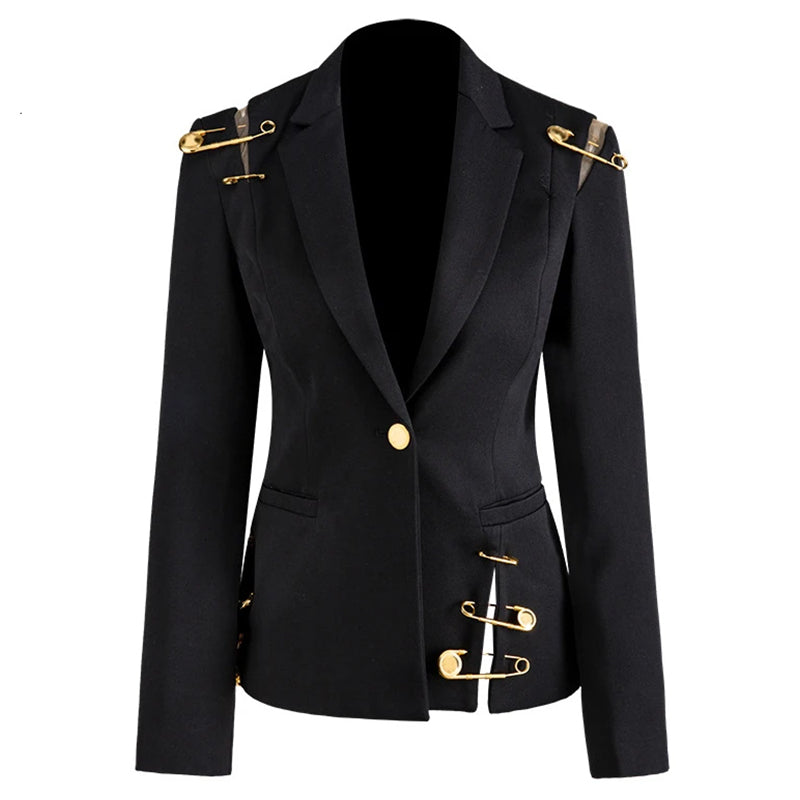 Klassieke blazer dames van katoen en polyester met lange mouwen 1