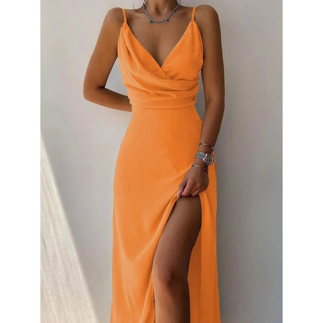 Margaux - Maxi zomerjurk met wikkelontwerp en dunne bandjes dames