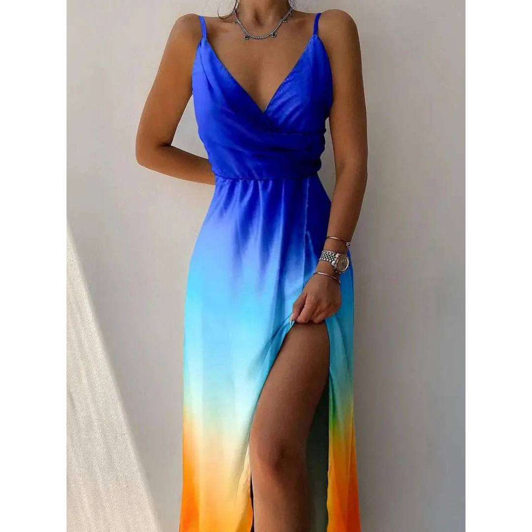 Margaux - Maxi zomerjurk met wikkelontwerp en dunne bandjes dames