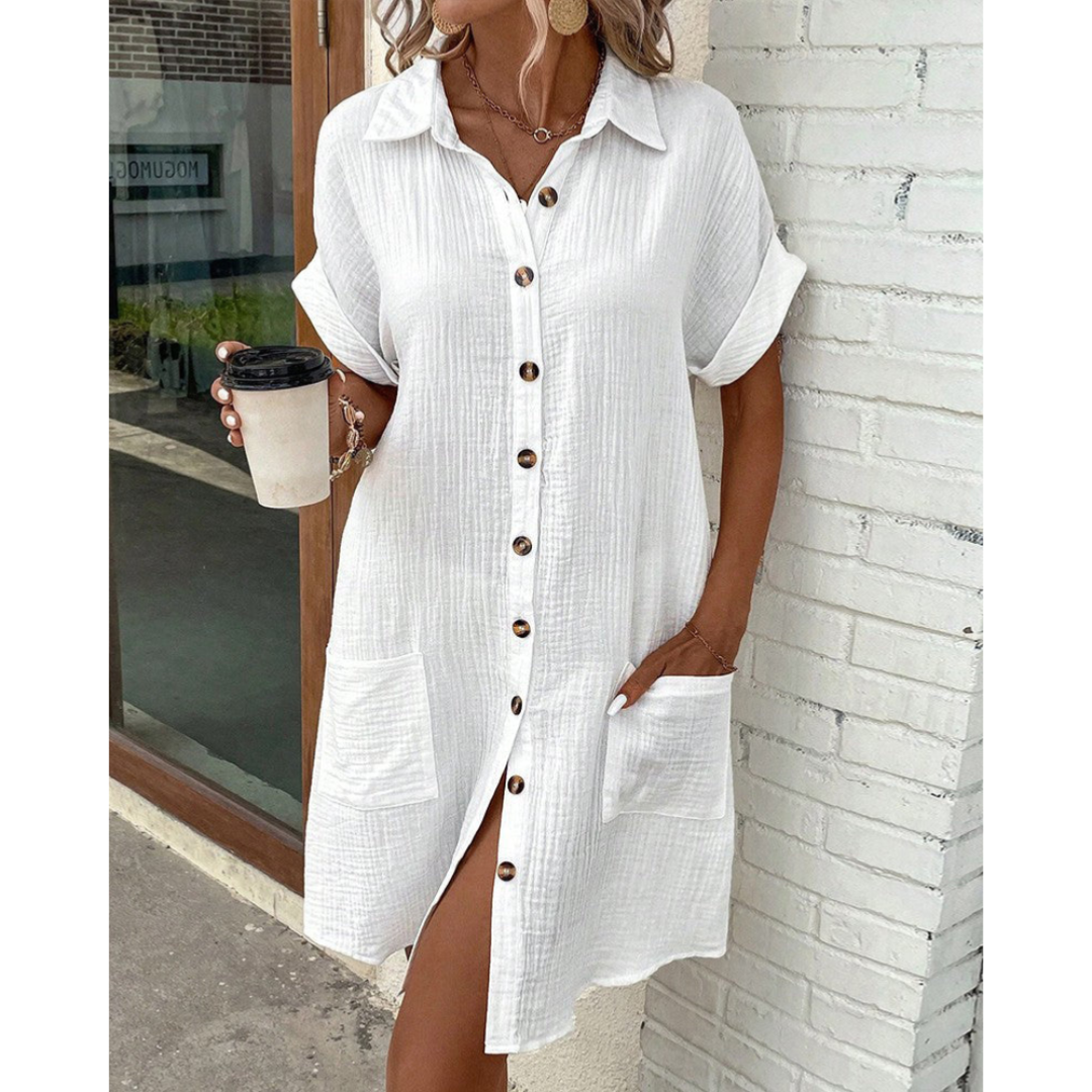 Estelle - Zomer blousejurk met knoopsluiting dames