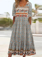 Anaïs - Bohemian midi zomerjurk met print dames