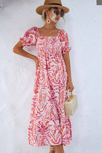 Solène - Midi jurk met off-shoulder en print dames