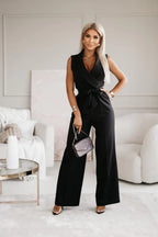 Chique jumpsuit dames mouwloos met ceintuur