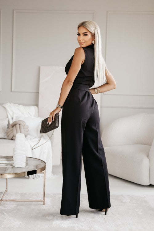 Chique jumpsuit dames mouwloos met ceintuur