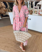 Maëlle - Maxi boho jurk met V-hals en bloemenprint dames