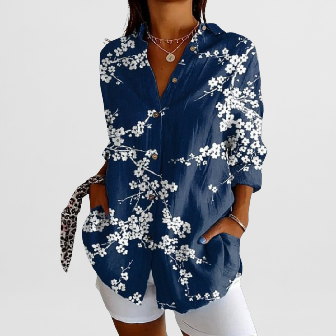 Lucienne - Vintage gebloemde zomerblouse dames