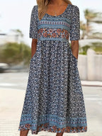 Anaïs - Bohemian midi zomerjurk met print dames