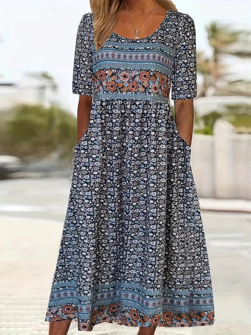 Anaïs - Bohemian midi zomerjurk met print dames