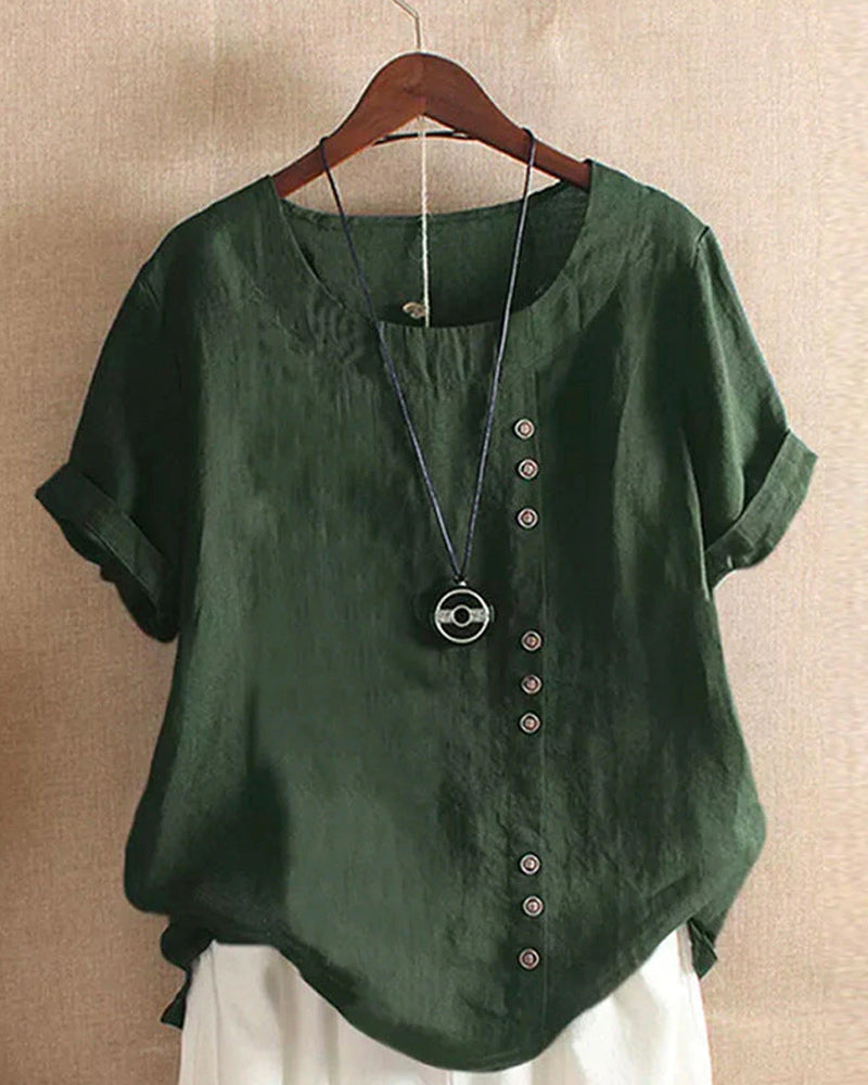 Federica - Zomerse blouse met korte mouwen en ronde hals dames