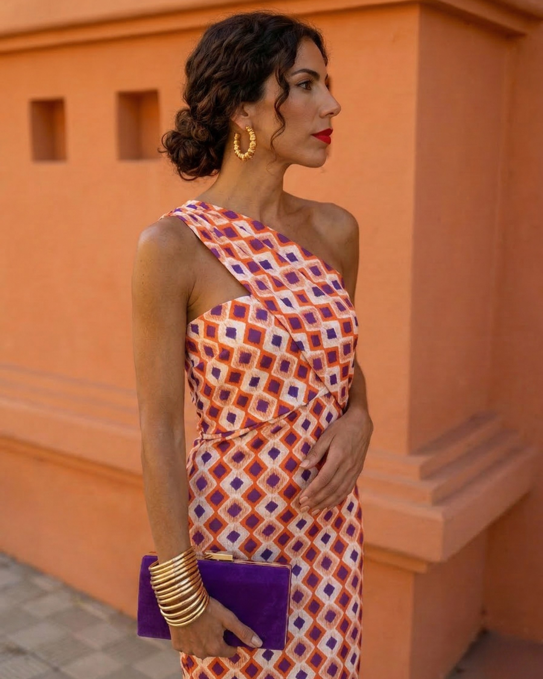 Adèle - Asymmetrische midi zomerjurk met één blote schouder dames