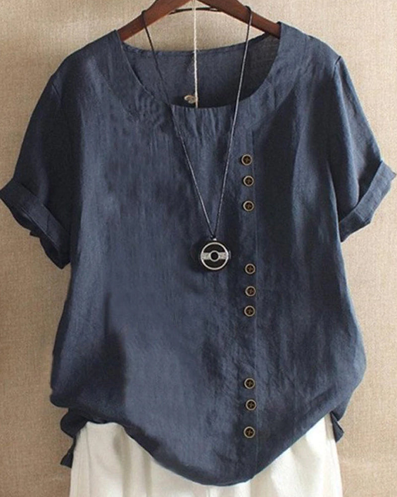 Federica - Zomerse blouse met korte mouwen en ronde hals dames