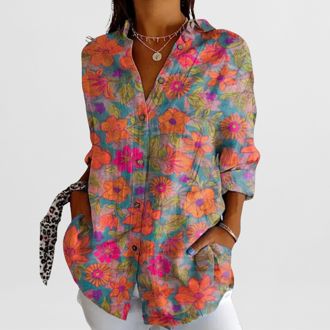 Lucienne - Vintage gebloemde zomerblouse dames