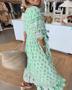 Maëlle - Maxi boho jurk met V-hals en bloemenprint dames