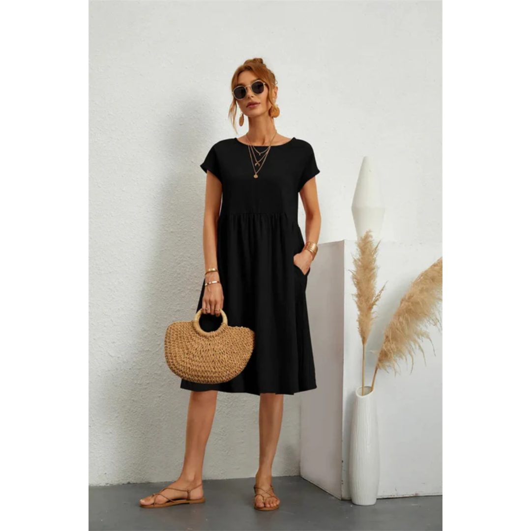 Valeria - Elegante zomerse midi jurk met korte mouwen dames