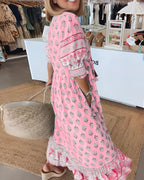 Maëlle - Maxi boho jurk met V-hals en bloemenprint dames