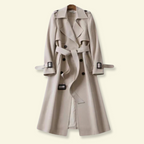 Halflange trenchcoat dames met dubbele rij knopen, ceintuur, brede reverskraag en ruimvallende pasvorm 4