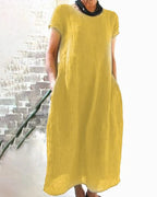 Zoeline - Midi jurk met korte mouwen dames