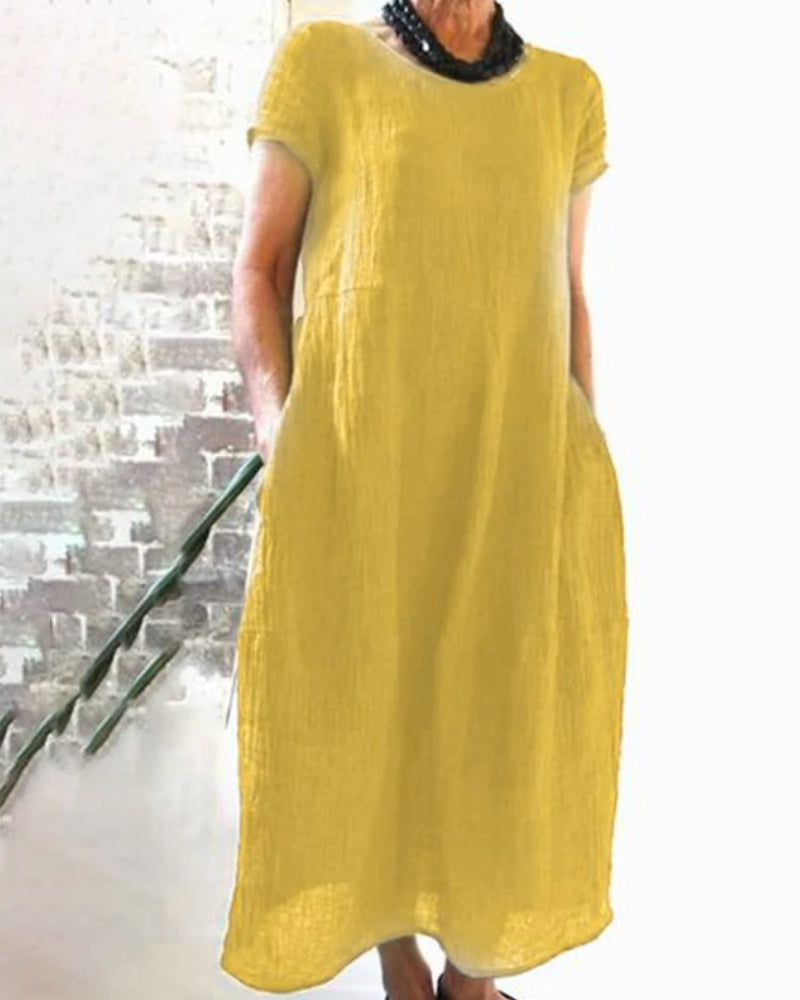 Zoeline - Midi jurk met korte mouwen dames