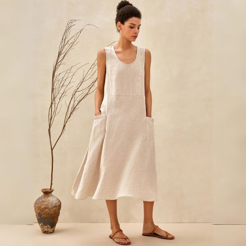 Juliette - Midi zomerjurk met ronde hals dames