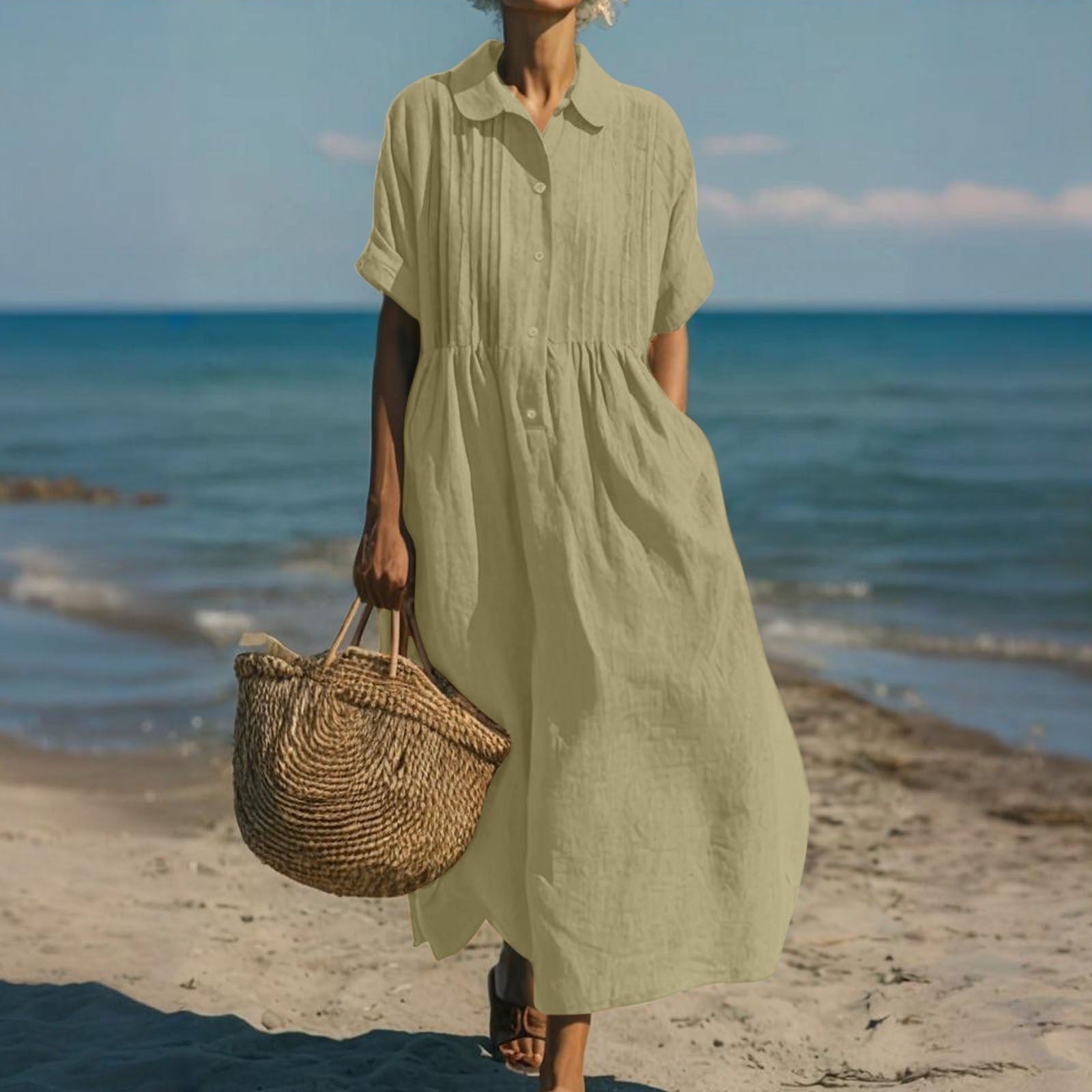 Aurélie - Elegante zomerse blousejurk met knopen dames