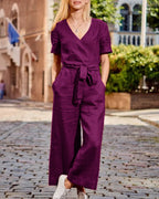 Julia - Jumpsuit met riem en korte mouwen dames