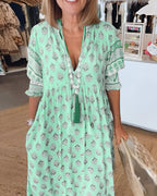Maëlle - Maxi boho jurk met V-hals en bloemenprint dames