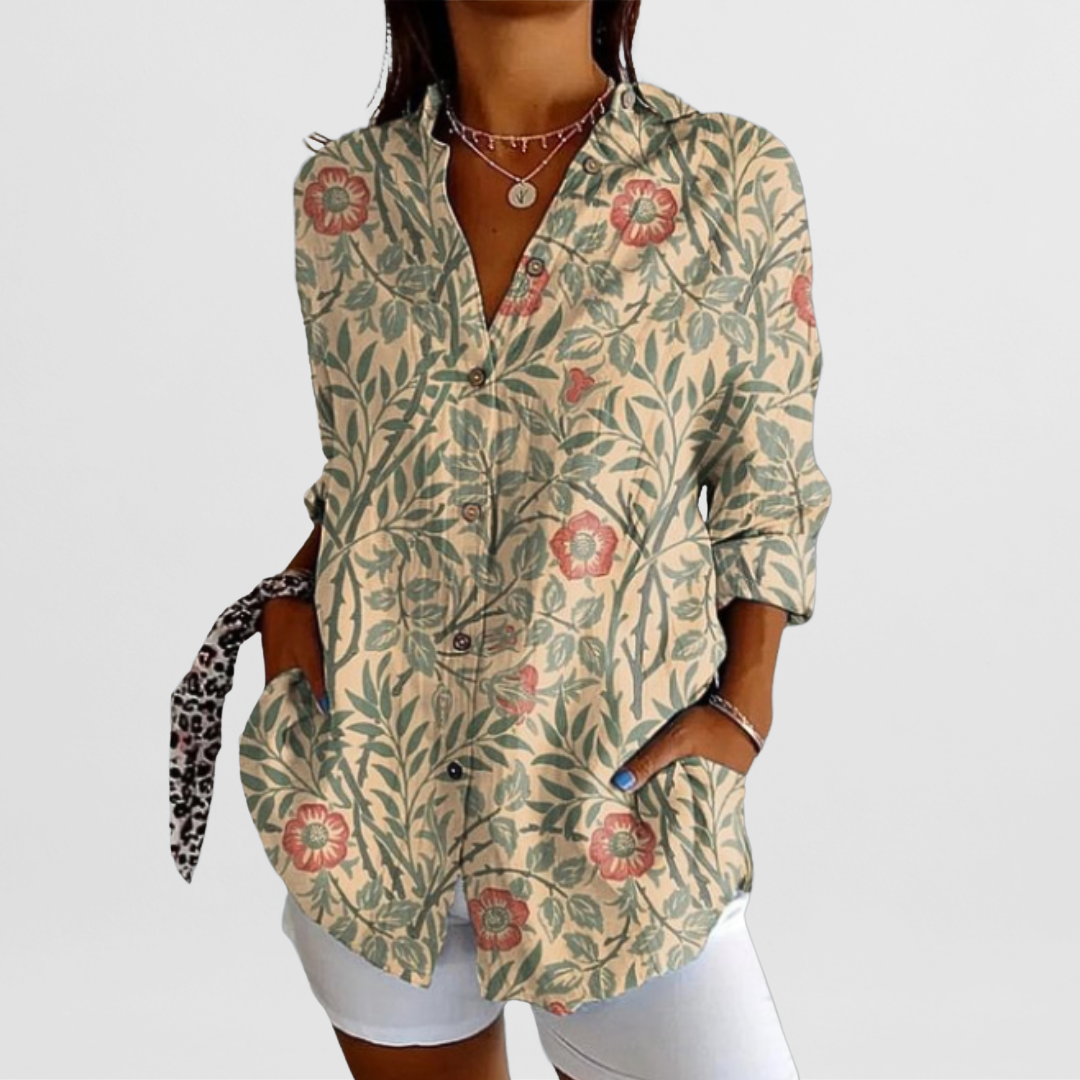 Lucienne - Vintage gebloemde zomerblouse dames
