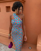 Adèle - Asymmetrische midi zomerjurk met één blote schouder dames