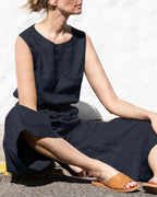 Luna - Mouwloze jumpsuit met wijde pijpen dames