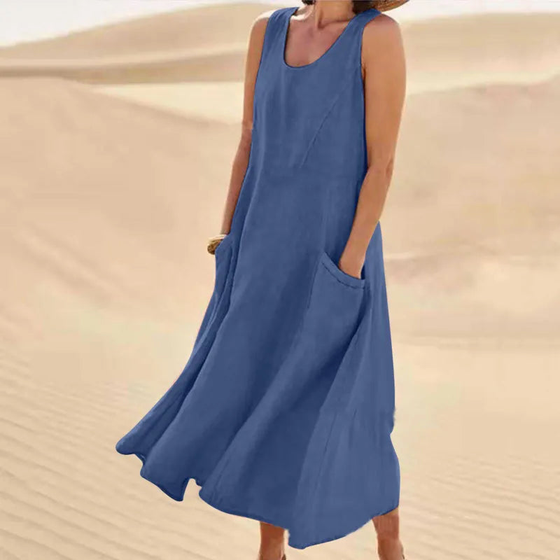 Juliette - Midi zomerjurk met ronde hals dames
