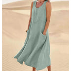 Juliette - Midi zomerjurk met ronde hals dames