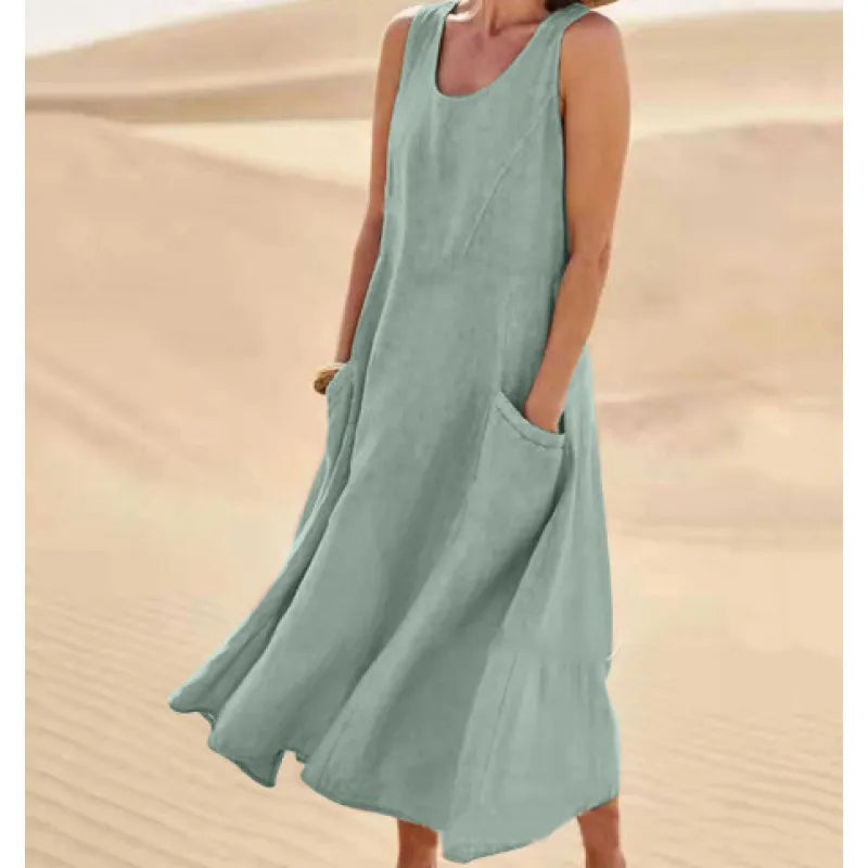 Juliette - Midi zomerjurk met ronde hals dames