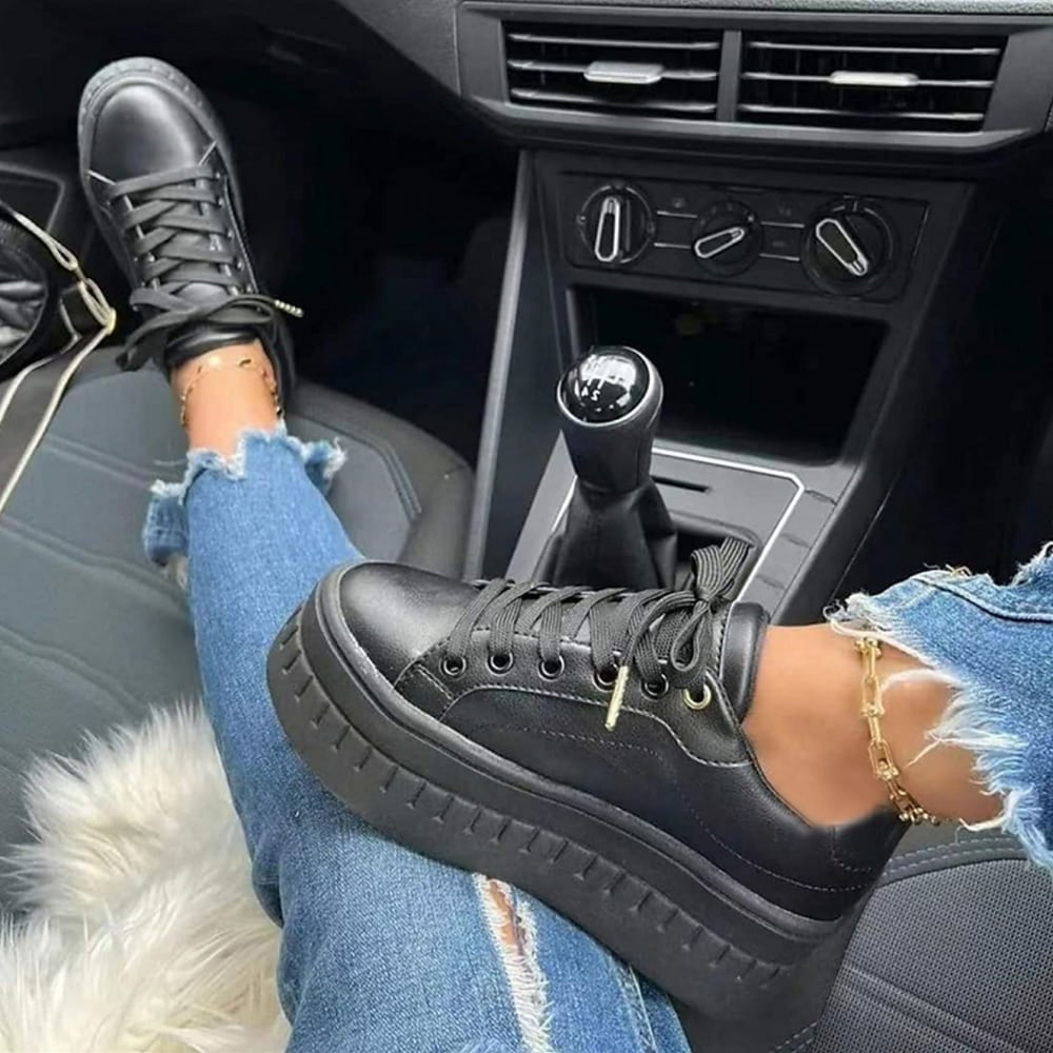 Chunky sneakers dames met dikke zool en vetersluiting 6