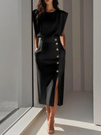 Florine - Elegante midi jurk met knopen dames
