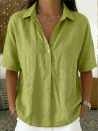 Honorine - Casual overhemdblouse met knoopkraag dames