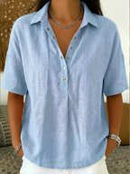 Honorine - Casual overhemdblouse met knoopkraag dames