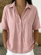 Honorine - Casual overhemdblouse met knoopkraag dames