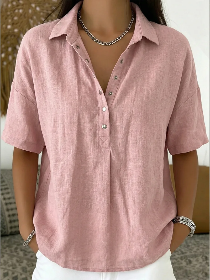 Honorine - Casual overhemdblouse met knoopkraag dames