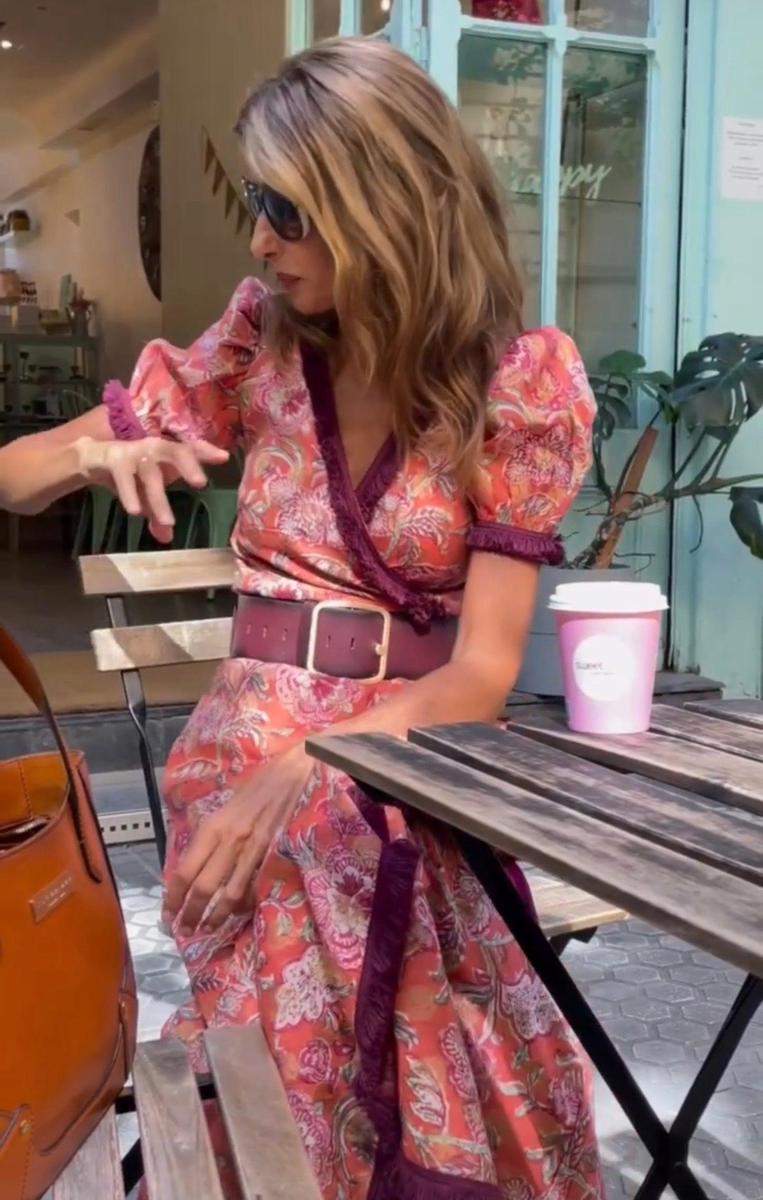 Maxi-jurk dames met korte mouwen en getailleerde taille