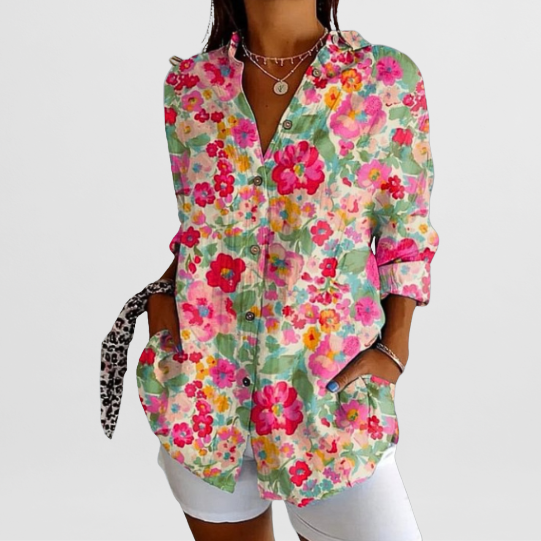 Lucienne - Vintage gebloemde zomerblouse dames